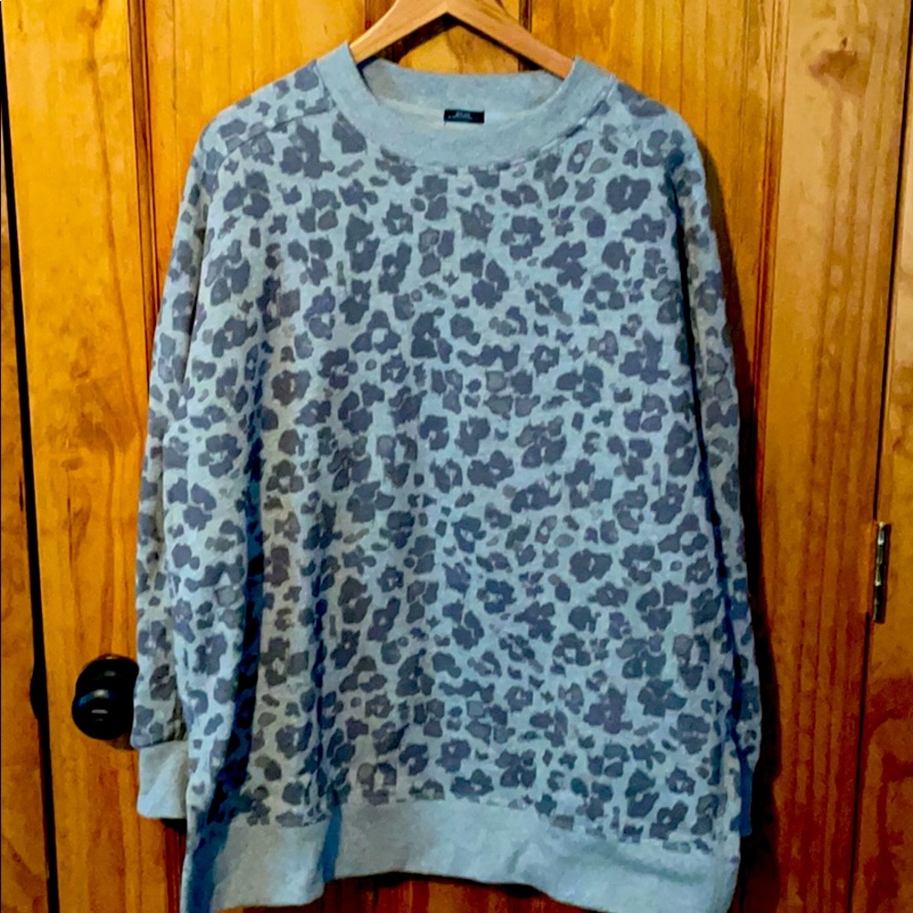 Grey leopard print tunic sweatshirt